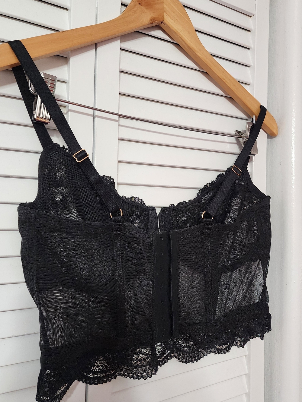Black Lace Bustier Crop Top - Women's Intimates - Picture 7 of 8